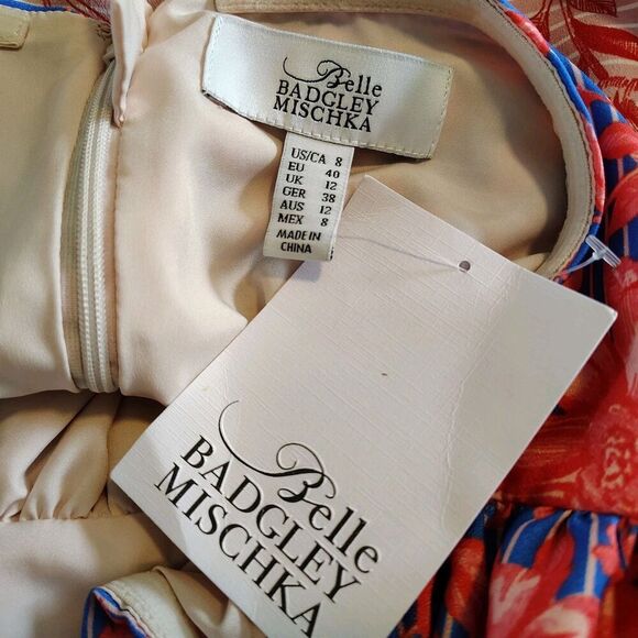 Belle Badgley Mischka Floral Maxi Dress Colorblock Tropical Summer Vacation NWT - Picture 6 of 13